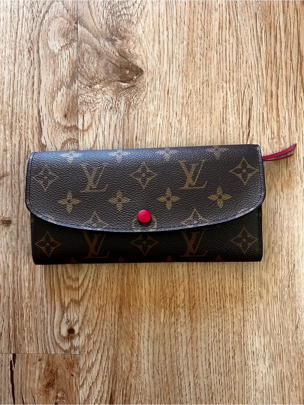 Louis Vuitton Monogram Canvas Wallet with Pink Accents